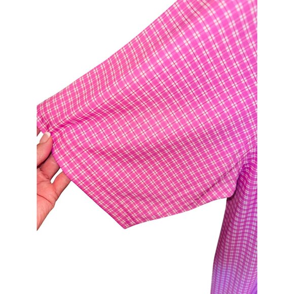 NWT FJ Lisle Pattern Ice Berry Pink Checkered Golf Polo Moisture Wicking Shirt - Picture 8 of 10